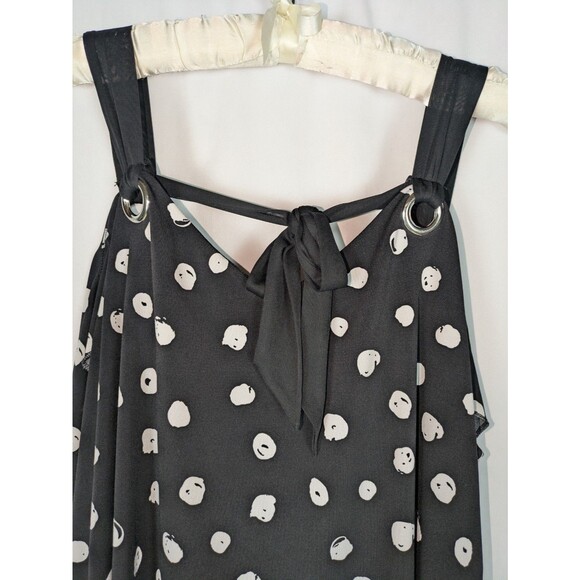 Lane Bryant Tank Top 22 24 Women's Black Polka Dot Sleeveless Tie Back Stretch - Picture 4 of 5